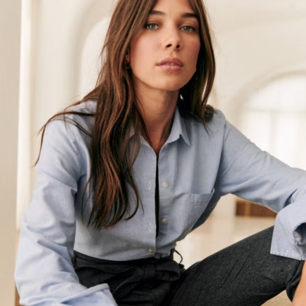 Sézane Tomboy Shirt in Bleu Size 36